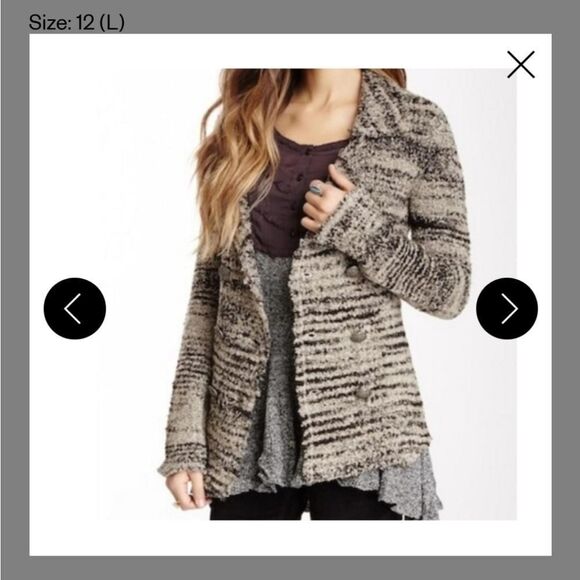 Free People stripe fuzzy sweater cardigan jacket Size S! - Picture 2 of 16